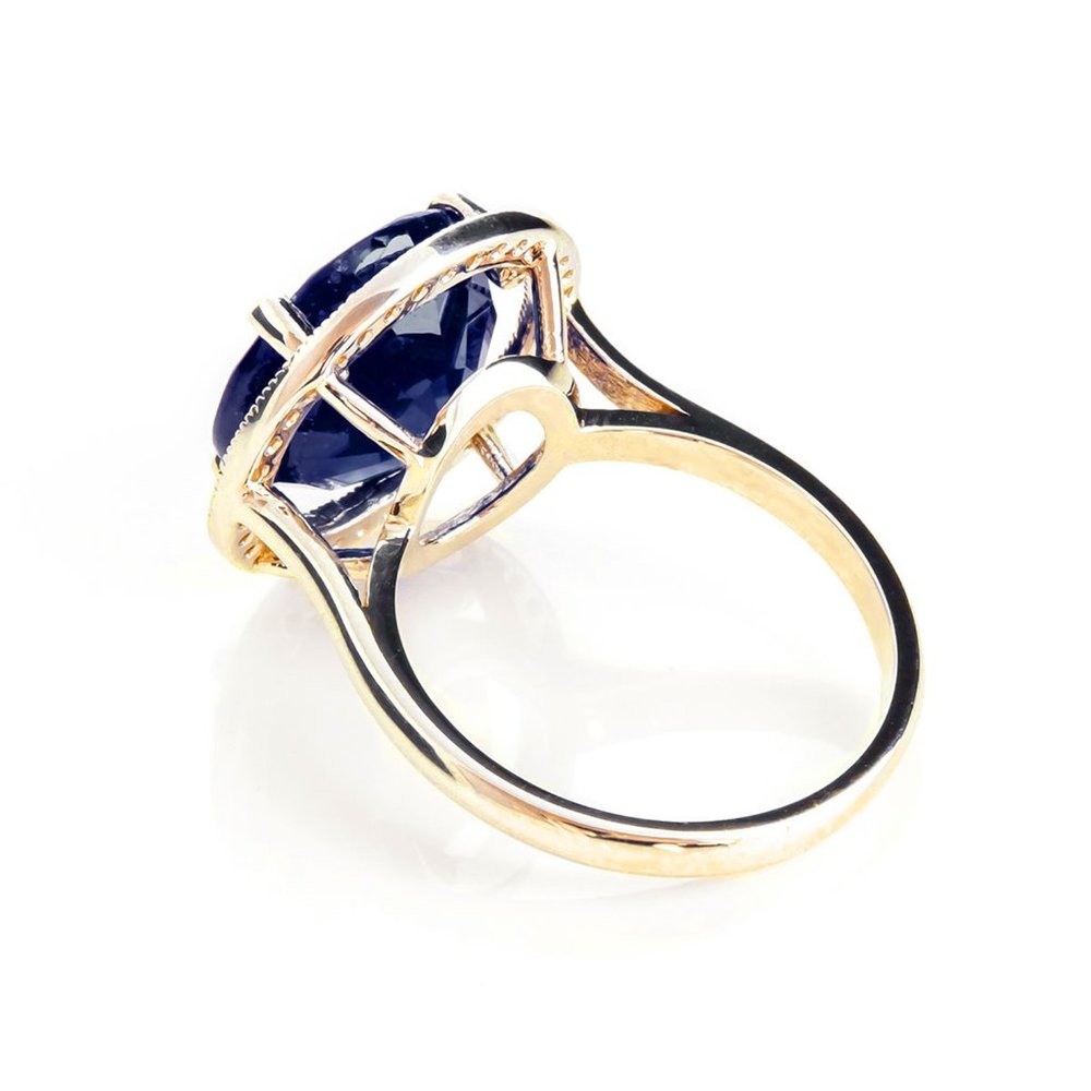 14K. GOLD RING WITH NATURAL DIAMONDS & SAPPHIRE - Picture 3 of 6